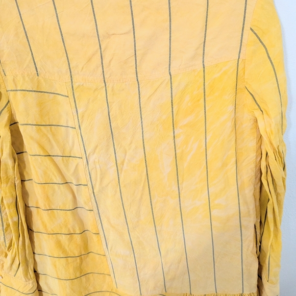 3.1 Phillip Lim Striped Tunic Dress Shirt Pleated Tiered Long Sleeve Yellow 4 - Picture 6 of 15